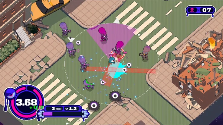 捕食しながら進む公式ゲーム画面。体験版の範囲は2面中ボス戦までです。