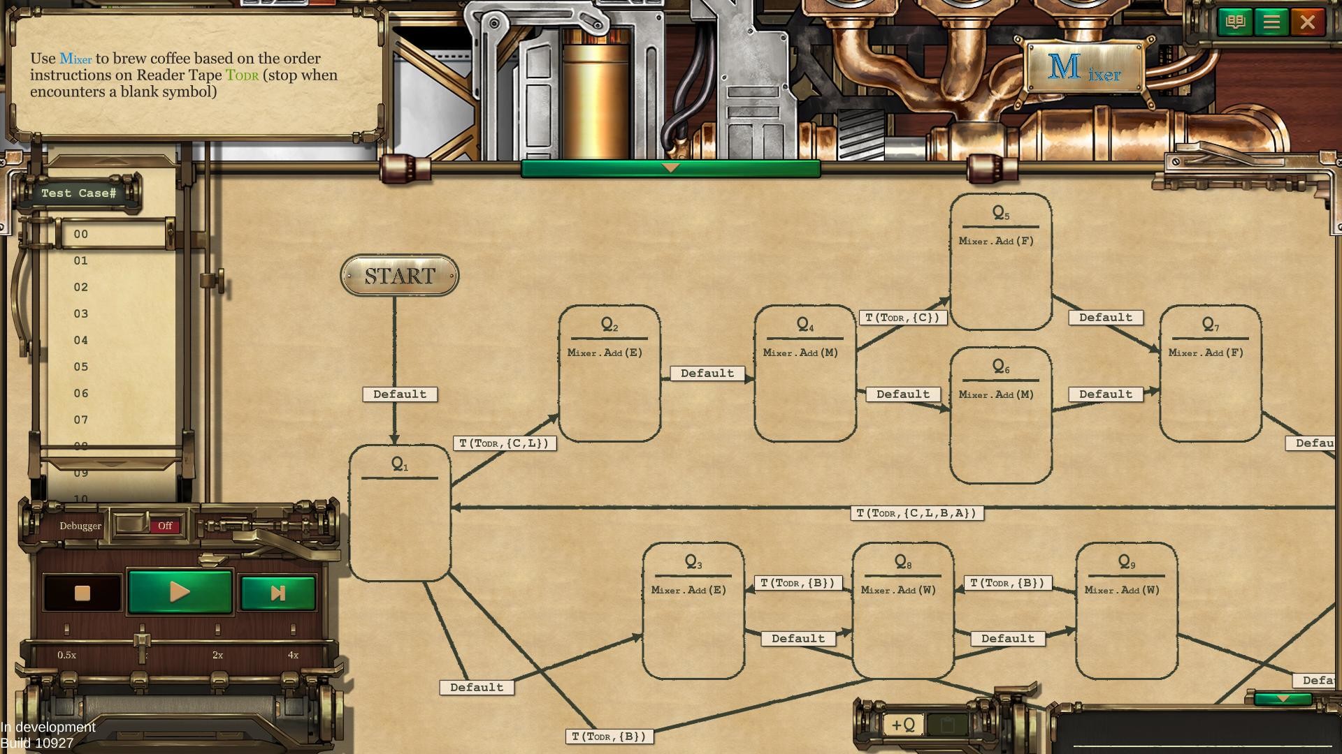 Alan’s Automaton Workshop公式紹介画面：ノードが増えた画面で、試験対象と流れを照合する