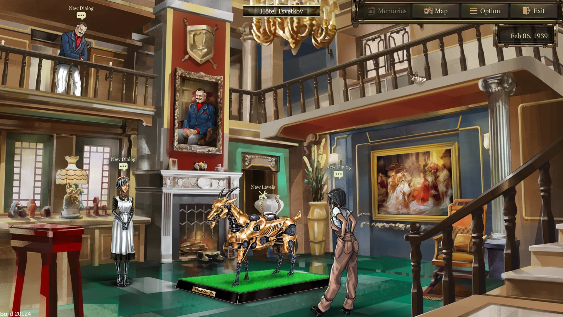 Alan’s Automaton Workshop公式紹介画面：街の室内を歩く、物語側の場面を見る