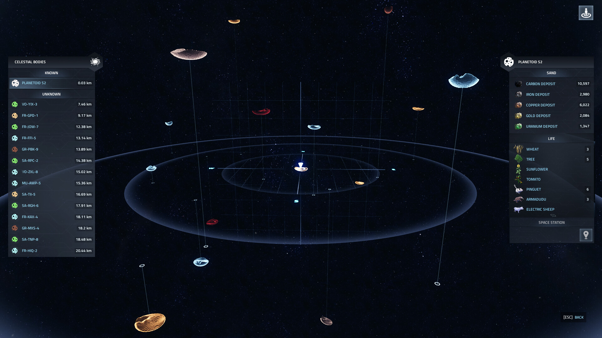 Astro Colony公式紹介画面：星図で探索する場所と拠点を見渡す