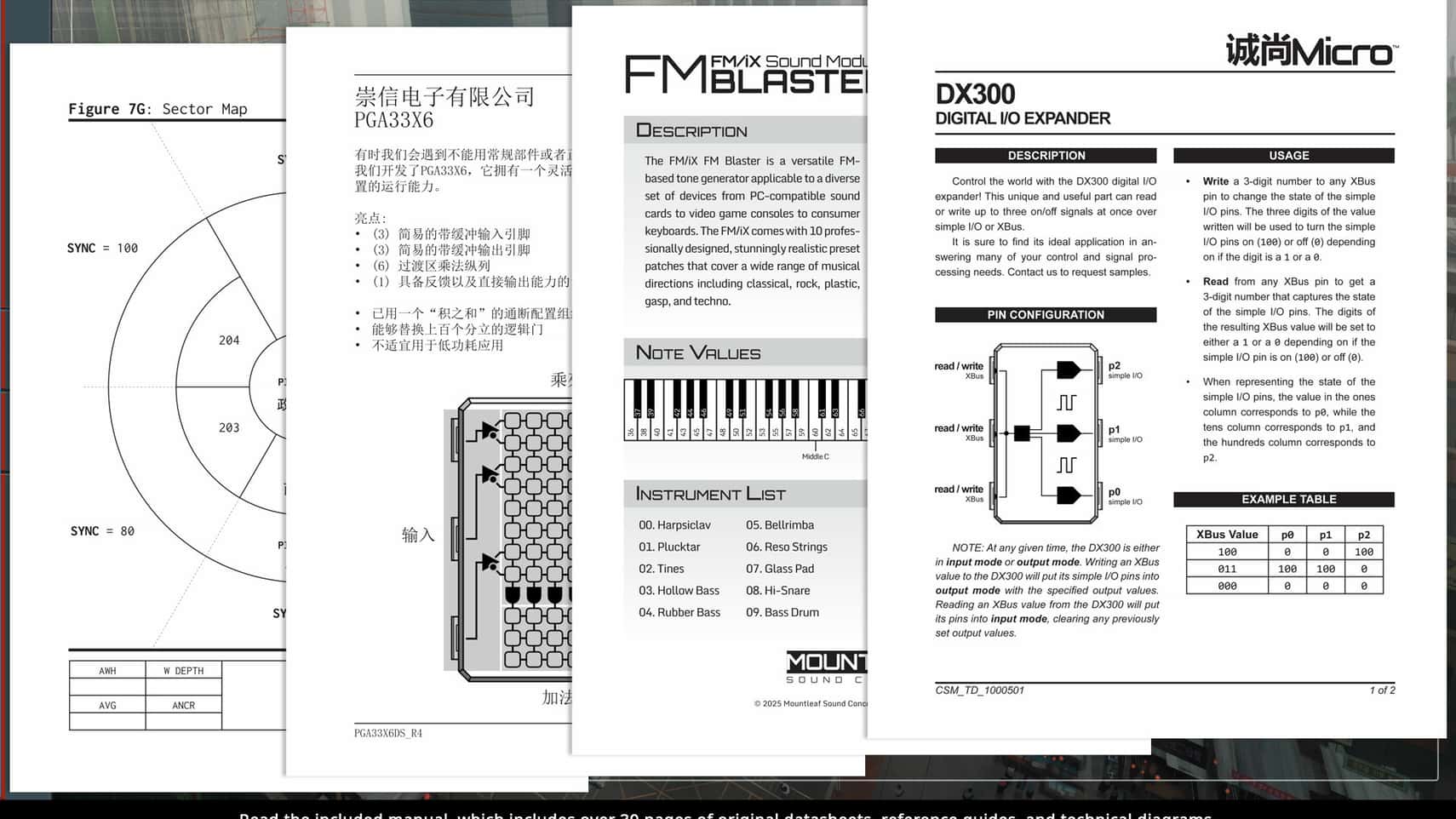 SHENZHEN I/O公式紹介画面：同梱マニュアルの資料で、部品の読み方をつかむ