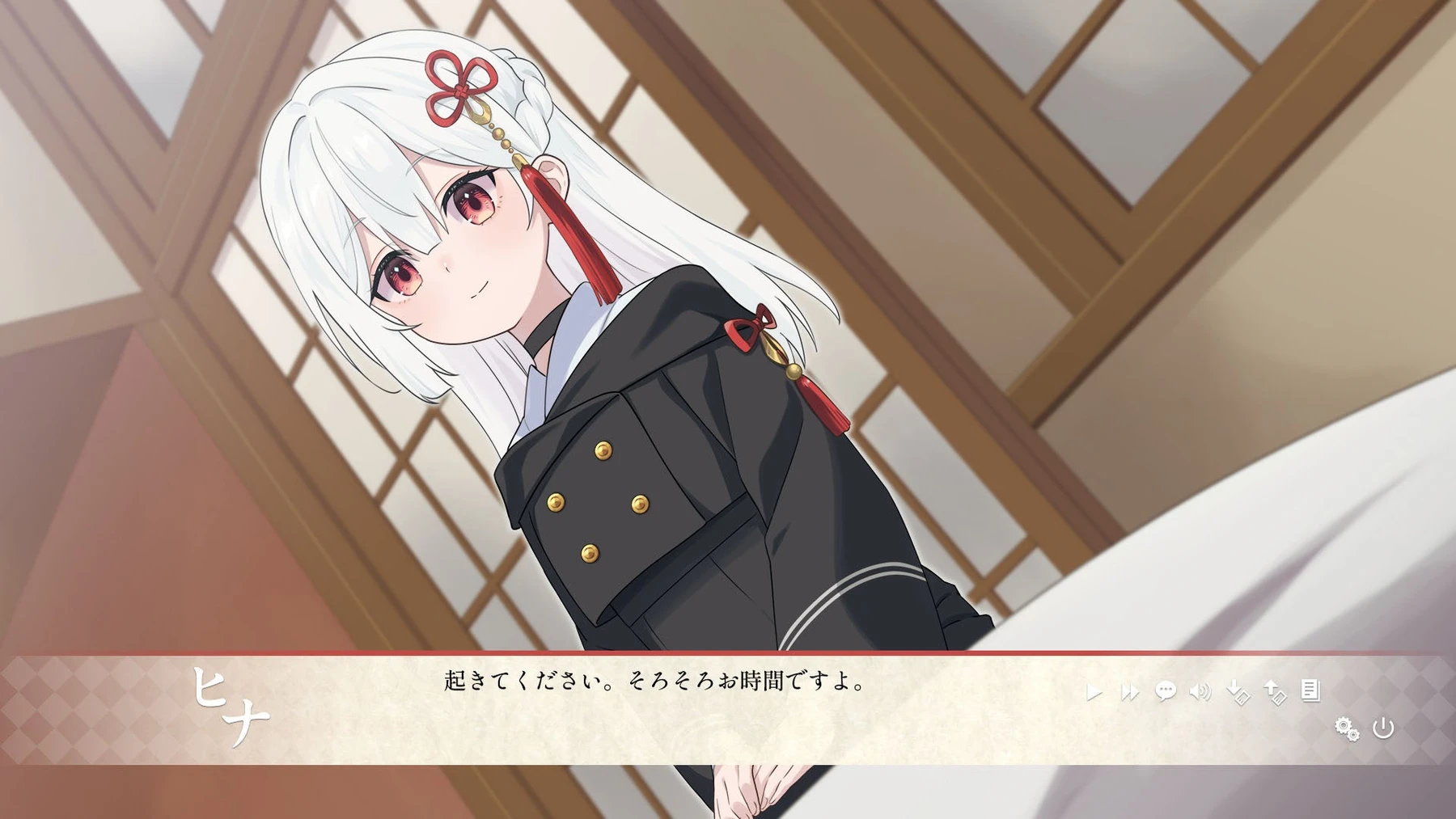 異界ノ宿帳:ヒナが登場する会話場面の開発中画面