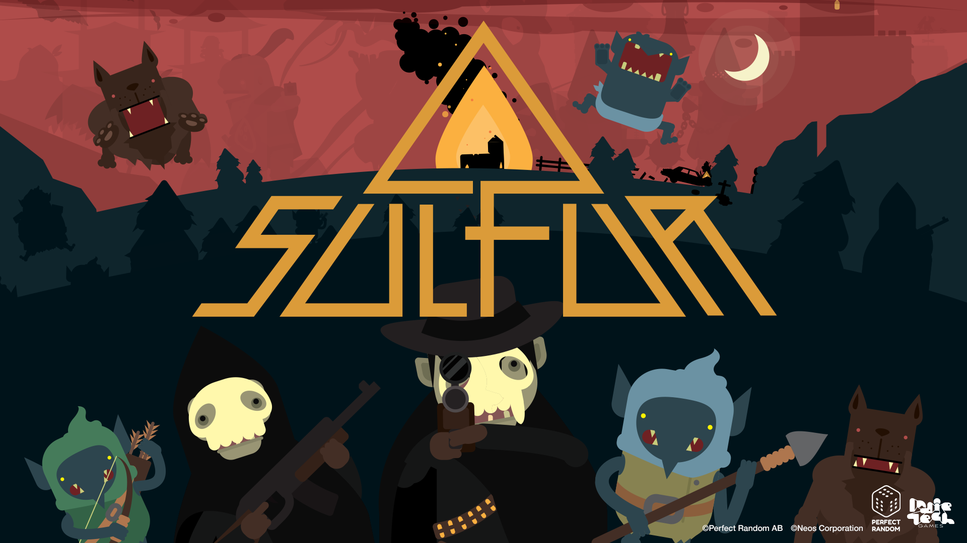 SULFURの人物と異形の敵を描いた発売元のキービジュアル